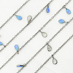 Load image into Gallery viewer, Created Blue Opal & CZ Tear Drop Shape Dangle Chain. CBO7