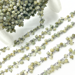 Load image into Gallery viewer, Cats Eye Cluster Dangle Oxidized Silver Wire Chain. CAT12