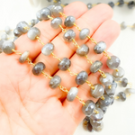 Load image into Gallery viewer, Coated Grey Moonstone Gold Plated Wire Chain. CMS81