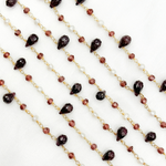 Load image into Gallery viewer, Garnet & Pearl Gold Plated Wire Chain.