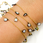 Load image into Gallery viewer, Created White Opal Square Shape Dangle Wire Chain