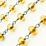 Load image into Gallery viewer, Golden Pyrite Faceted Rondel Oxidized Wire Chain. PYR42