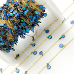 Load image into Gallery viewer, Created Blue Opal Round Shape Dangle Chain. CBO1