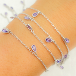 Load image into Gallery viewer, Purple Color Cubic Zirconia Pear Shape Dangle Chain. CZ60