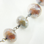 Load image into Gallery viewer, Coated Siloni Taupe Moonstone Oxidized Wire Chain. CMS70