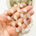Load image into Gallery viewer, Moonstone Oval Shape Gold Plated Wire Chain. MS56
