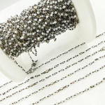 Load image into Gallery viewer, Coated Moonstone & CZ Combination Oxidized Wire Chain. CMS63
