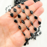 Load image into Gallery viewer, Black Spinel Tear Drop Oxidized Wire Chain. BSP21