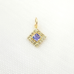 Load image into Gallery viewer, 14K Solid Gold Diamond Square Charm with Gemstones. GDP451