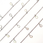 Load image into Gallery viewer, Created White Opal + CZ Pear Shape Dangle Chain. CWO14