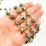 Load image into Gallery viewer, Pyrite Cube Shape Oxidized Wire Chain. PYR13