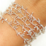 Load image into Gallery viewer, Coated Multi Moonstone Cluster Dangle 925 Sterling Silver Wire Chain