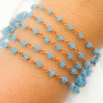 Load image into Gallery viewer, Blue Chalcedony Rose Gold Plated Wire Chain.
