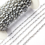 Load image into Gallery viewer, Blue Lace Agate Black Rhodium 925 Sterling Silver Wire Chain. BLU1