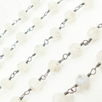 Load image into Gallery viewer, Rainbow Moonstone Round Shape Oxidized Wire Chain. WMS23