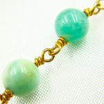 Load image into Gallery viewer, Amazonite Round Gold Plated Wire Chain. AMZ17
