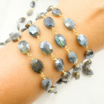 Load image into Gallery viewer, Coated Labradorite Oval Shape Gold Plated Wire Chains