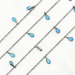 Load image into Gallery viewer, Blue Cubic Zirconia Pear Shape Dangle Chain.