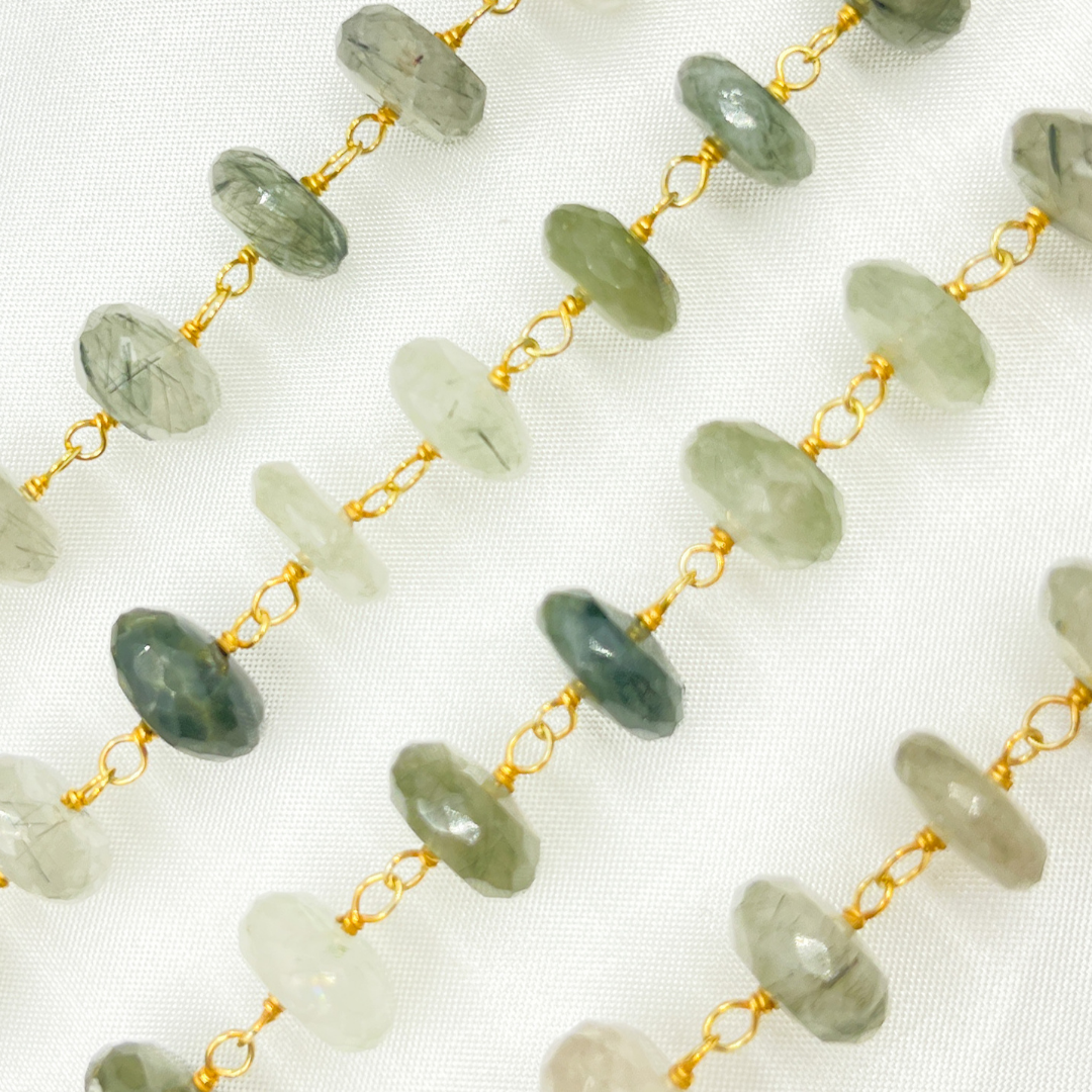 Green Rutile Gold Plated Wire Chain. GRU11