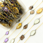 Load image into Gallery viewer, Multi Gemstone Organic Shape Connected Wire Chain. MGS7