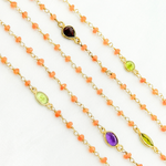 Load image into Gallery viewer, Carnelian &amp; Multi Stone Gold Plated Wire Chain. CAR9

