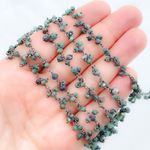 Load image into Gallery viewer, Chrysocolla Cluster Dangle 3.5mm Oxidized Wire Chain.