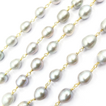 Load image into Gallery viewer, Grey Pearl Wire Wrap Chain.