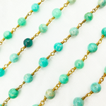 Load image into Gallery viewer, Amazonite Round Gold Plated Wire Chain. AMZ17
