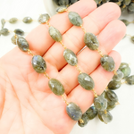 Load image into Gallery viewer, Labradorite Oval Shape Gold Plated Wire Chain. LAB79