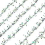 Load image into Gallery viewer, Coated Green Quartz Cluster Dangle Oxidized Wire Chain. CQU41