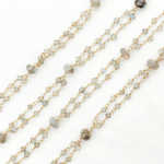 Load image into Gallery viewer, Labradorite Double Gold Plated Connected Wire Chain. LAB120