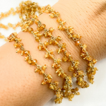Load image into Gallery viewer, Orange Garnet Cluster Dangle Gold Plated Wire Chain.