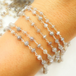 Load image into Gallery viewer, Coated Grey Moonstone 925 Sterling Silver Wire Chain