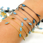 Load image into Gallery viewer, Blue Cubic Zirconia Rectangle Shape Dangle Chain. CZ66