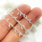 Load image into Gallery viewer, White Moonstone Cluster Dangle 925 Sterling Silver Wire Chain. WMS34