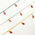 Load image into Gallery viewer, Red Color Cubic Zirconia Pear Shape Dangle Chain. CZ58