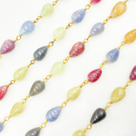 Load image into Gallery viewer, Multi Sapphire Tear Drop Shape Gold Plated Wire Chain. MSA27
