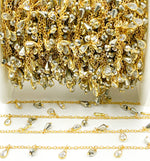 Load image into Gallery viewer, Steel Pyrite Drop & CZ Pear Shape Dangle Oxidized Wire Chain. PYR30