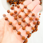 Load image into Gallery viewer, Wood - Rudraksha Round Shape Oxidized Wire Chain. WO4