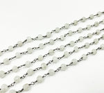 Load image into Gallery viewer, Rainbow Moonstone Round Shape Oxidized Wire Chain. WMS23