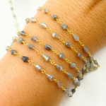 Load image into Gallery viewer, Coated Labradorite Tear Drop Gold Plated Wire Chain. CLB32