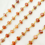 Load image into Gallery viewer, Coated Peach Moonstone Gold Plated Wire Chain. CMS78