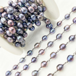 Load image into Gallery viewer, Peacock Freshwater Pearl Oxidized Wire Chain. PRL41