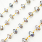 Load image into Gallery viewer, Coated Taupe Moonstone Gold Plated Wire Chain. CMS79