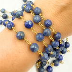 Load image into Gallery viewer, Lapis Lazuli Round Gold Plated Wire Chain. LAP9