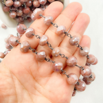 Load image into Gallery viewer, Coated Peach Quartz Oxidized Wire Chain. CQU38