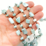 Load image into Gallery viewer, Larimar Oxidized Wire Chain. LAR9
