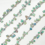 Load image into Gallery viewer, Chrysocolla Cluster Dangle 3.5mm Oxidized Wire Chain. CSO10