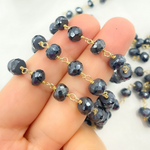 Load image into Gallery viewer, Coated Black Spinel Gold Plated Wire Chain. CBS15