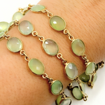 Load image into Gallery viewer, Prehnite Oval Shape Bezel Gold Plated 925 Sterling Silver Wire Chain. PR2
